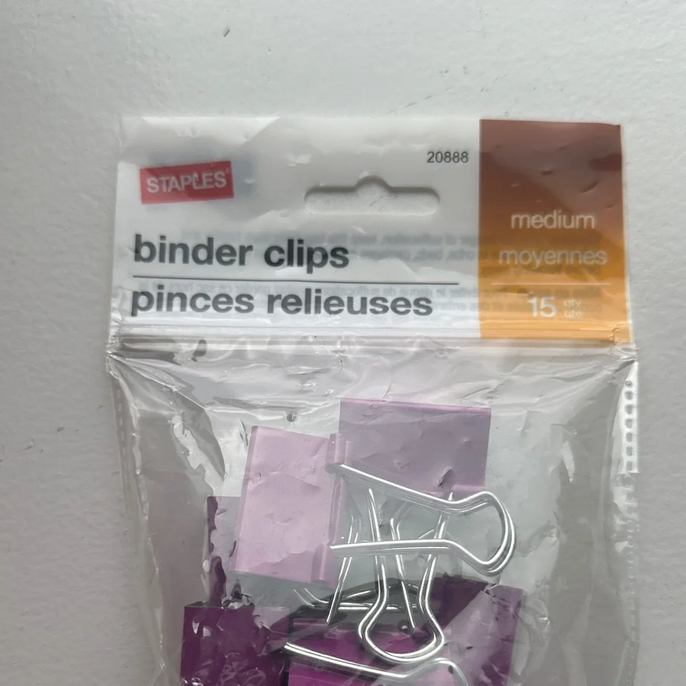 Staples 15 Medium Purple Binder Clips
